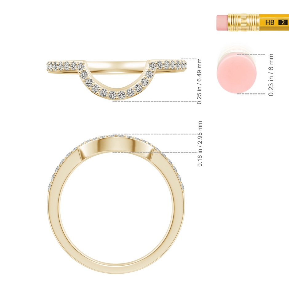 1.4mm KI3 Diamond Contoured Wedding Band in Yellow Gold ruler