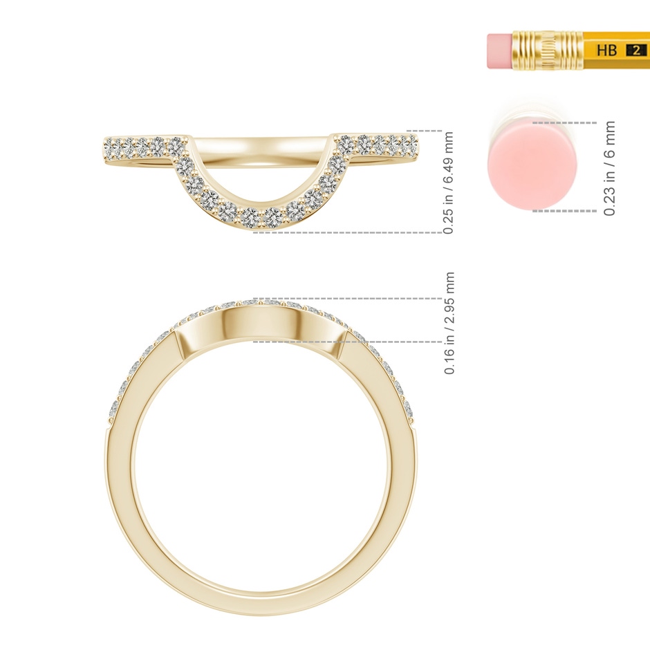 1.5mm KI3 Diamond Contoured Wedding Band in Yellow Gold ruler