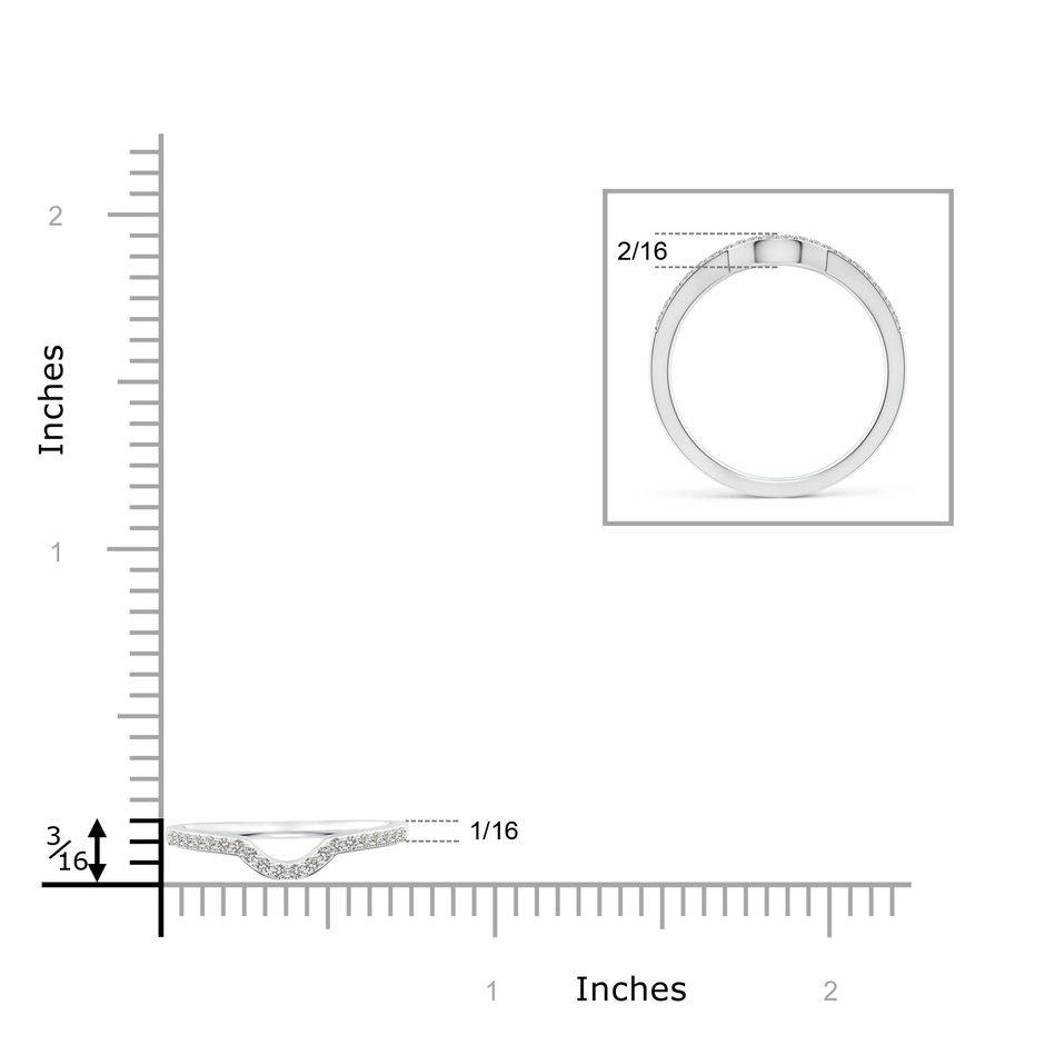 1.15mm JI2 Classic Diamond Curved Comfort Fit Wedding Band in White Gold ruler