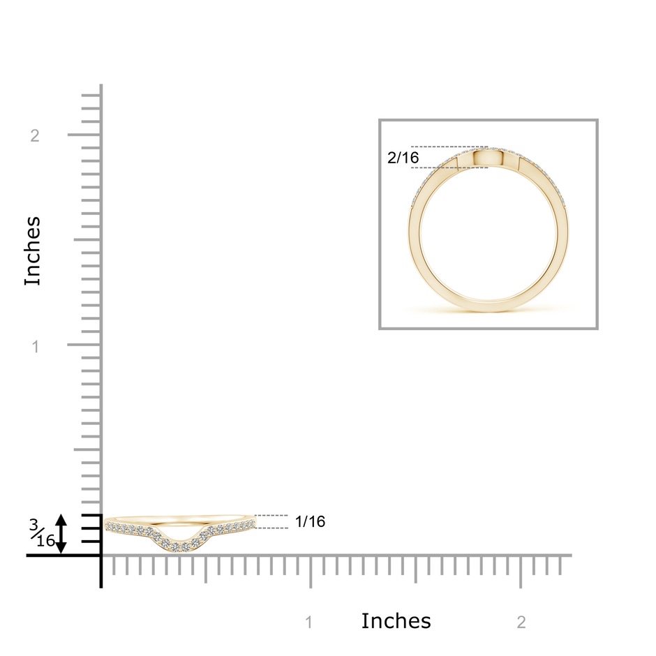 1.15mm JI2 Classic Diamond Curved Comfort Fit Wedding Band in Yellow Gold ruler