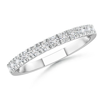 2mm HSI2 U Prong Diamond Half Eternity Wedding Band in White Gold 