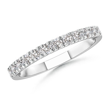 2mm IJI1I2 U Prong Diamond Half Eternity Wedding Band in White Gold 
