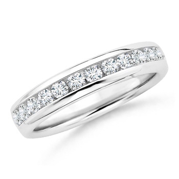 2mm GVS2 Channel Set Round Diamond Half Eternity Wedding Band in White Gold 