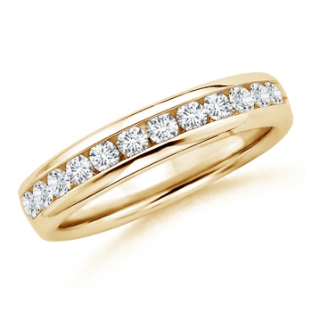 2mm GVS2 Channel Set Round Diamond Half Eternity Wedding Band in Yellow Gold