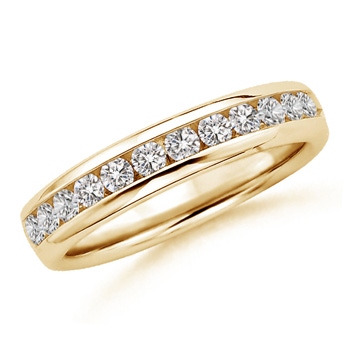 2mm IJI1I2 Channel Set Round Diamond Half Eternity Wedding Band in Yellow Gold 