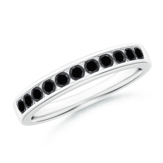 2.1mm AA Channel Set Round Enhanced Black Diamond Half Eternity Band in 9K White Gold