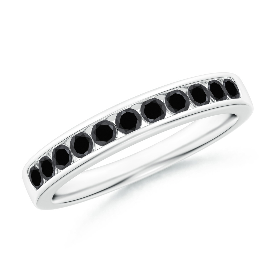 2.1mm AA Channel Set Round Enhanced Black Diamond Half Eternity Band in White Gold 