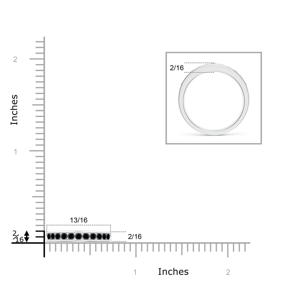 2.1mm AA Channel Set Round Enhanced Black Diamond Half Eternity Band in White Gold ruler