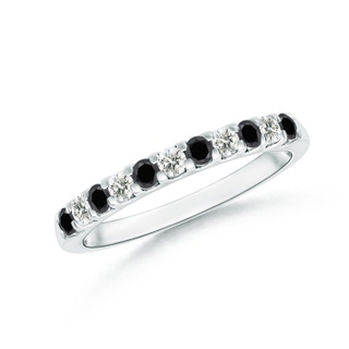 2.1mm AA Prong-Set White and Black Diamond Half Eternity Band in 9K White Gold