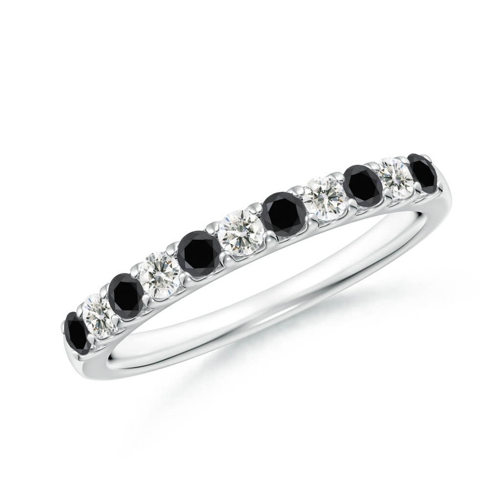 2.1mm AA Prong-Set White and Black Diamond Half Eternity Band in P950 Platinum
