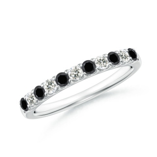 2.1mm AA Prong-Set White and Black Diamond Half Eternity Band in White Gold