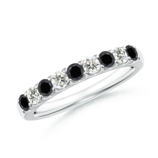 2.5mm AA Prong-Set White and Black Diamond Half Eternity Band in P950 Platinum