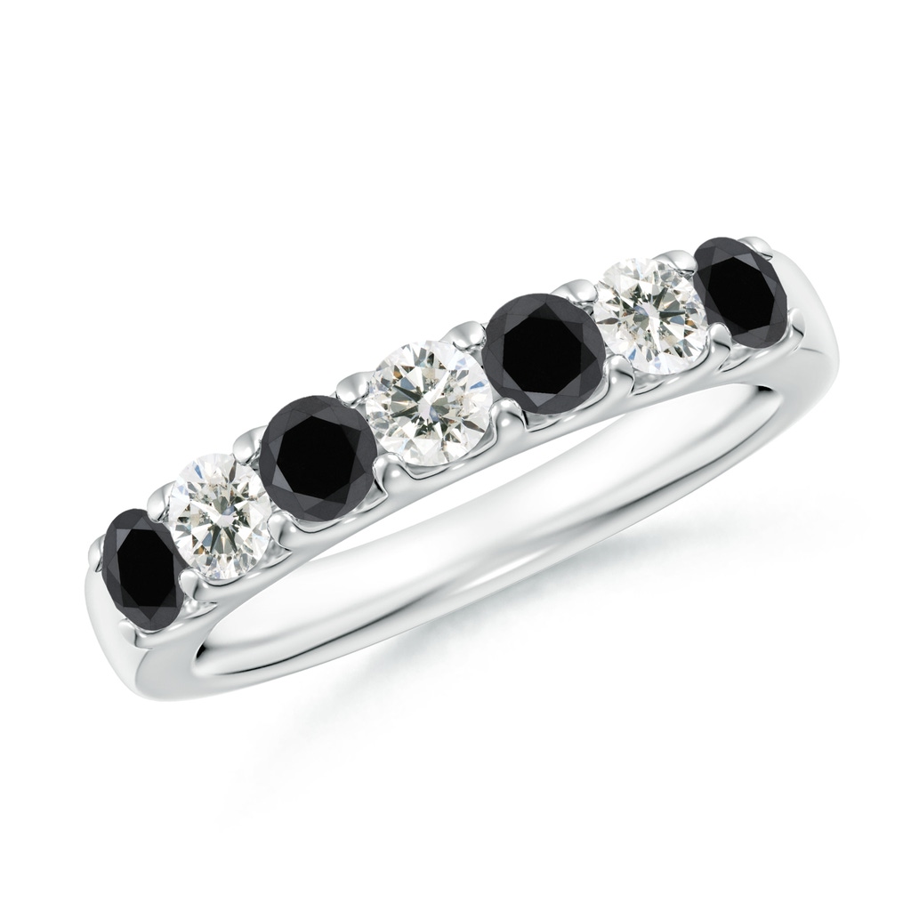 3.1mm AA Prong-Set White and Black Diamond Half Eternity Band in White Gold
