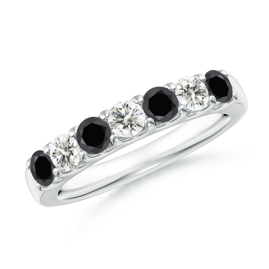 3.1mm AA Prong-Set White and Black Diamond Half Eternity Band in White Gold 