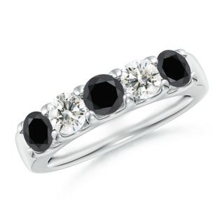 4.2mm AA Prong-Set White and Black Diamond Half Eternity Band in P950 Platinum