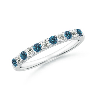 2.1mm AAA Prong-Set White and Blue Diamond Half Eternity Band in P950 Platinum