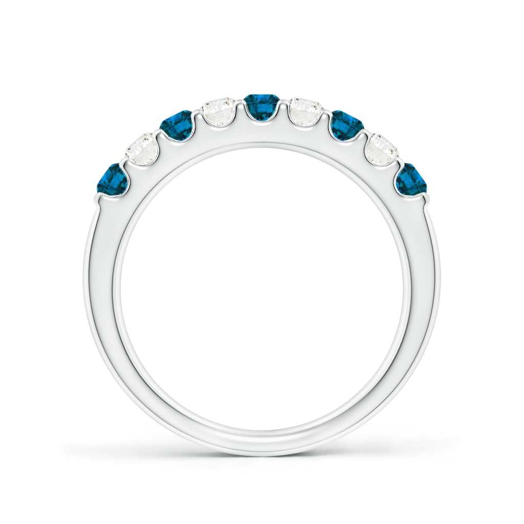 2.5mm AAA Prong-Set White and Blue Diamond Half Eternity Band in P950 Platinum Side-1