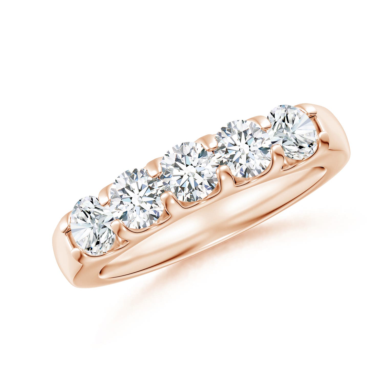 4.2mm GVS2 Shared Prong Set Half Eternity Diamond Wedding Band in Rose Gold