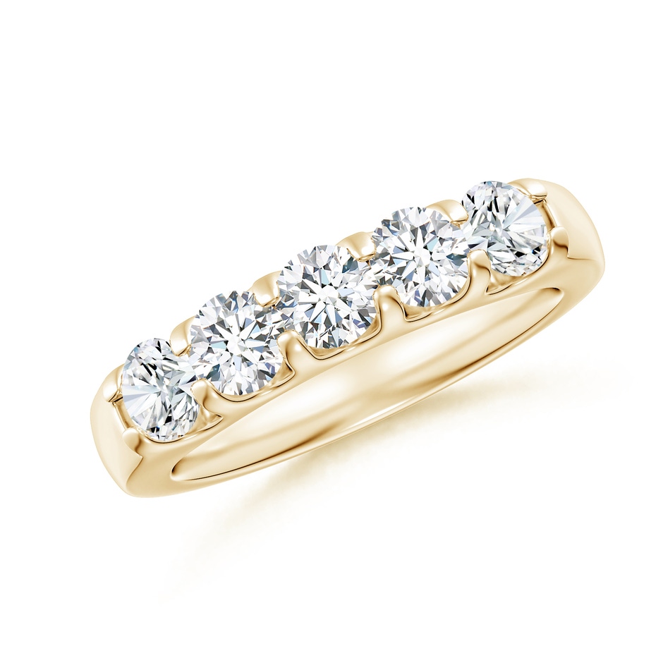 4.2mm GVS2 Shared Prong Set Half Eternity Diamond Wedding Band in Yellow Gold 