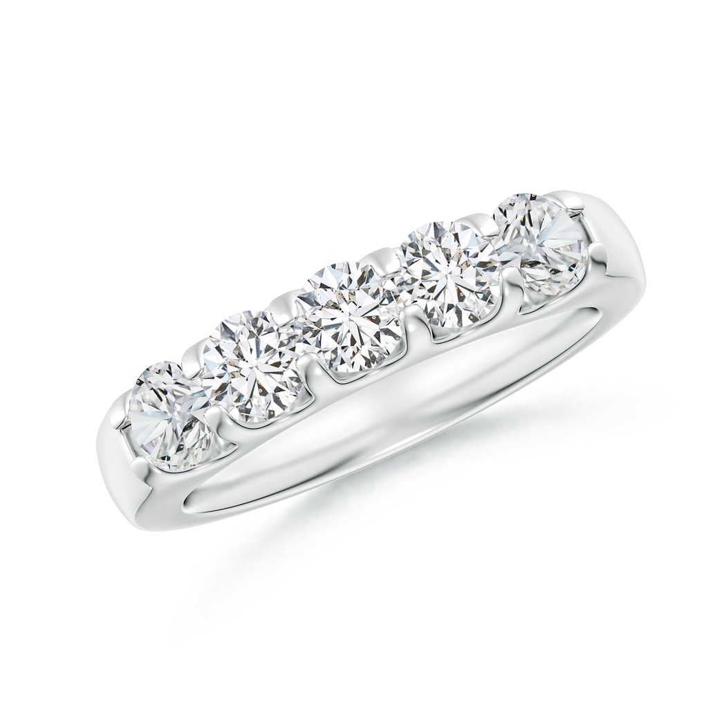 4.2mm HSI2 Shared Prong Set Half Eternity Diamond Wedding Band in White Gold