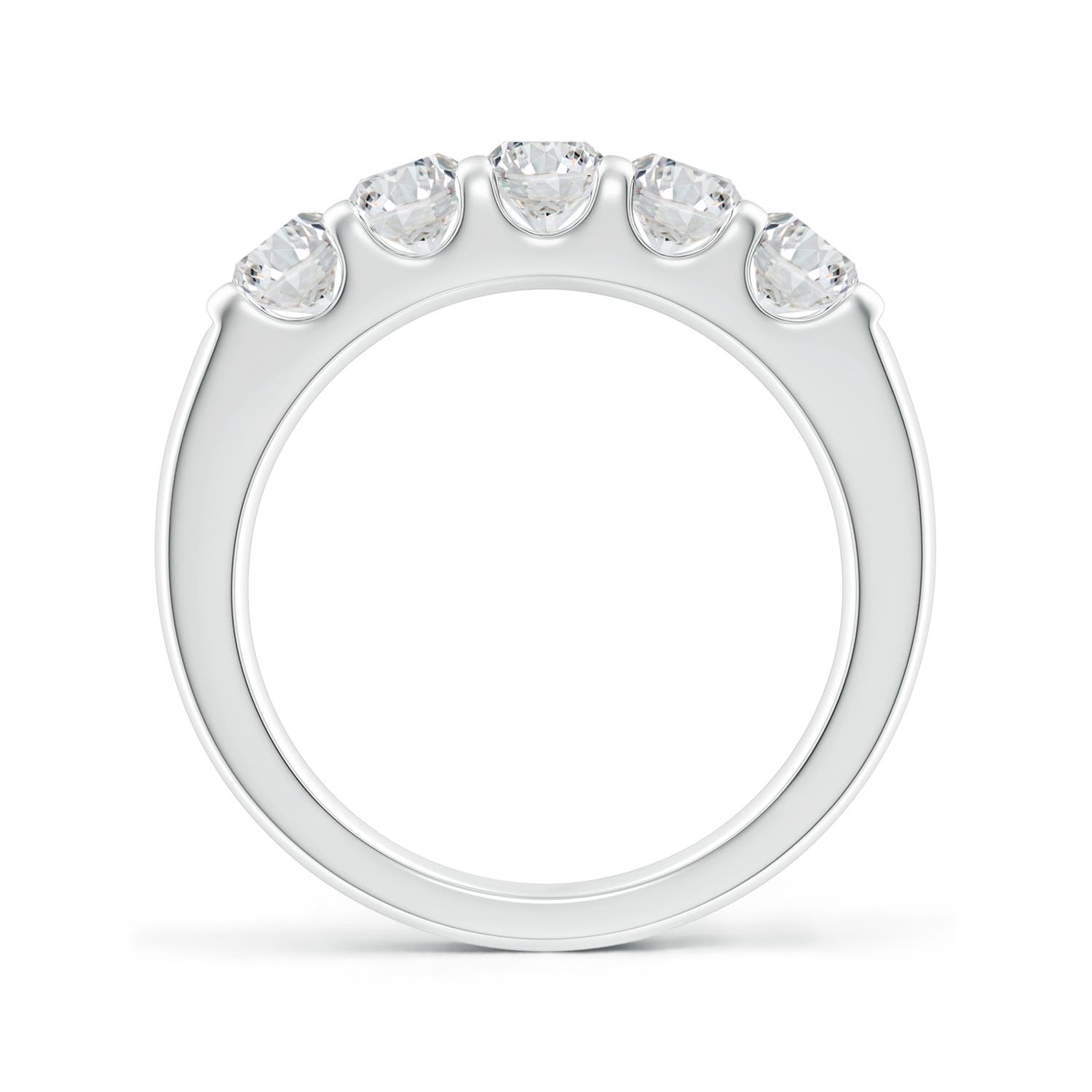 4.2mm HSI2 Shared Prong Set Half Eternity Diamond Wedding Band in White Gold - side 2