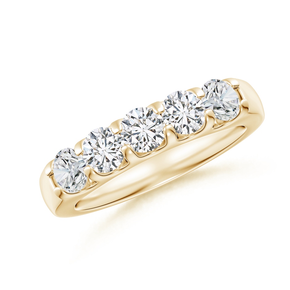 4.2mm HSI2 Shared Prong Set Half Eternity Diamond Wedding Band in Yellow Gold 