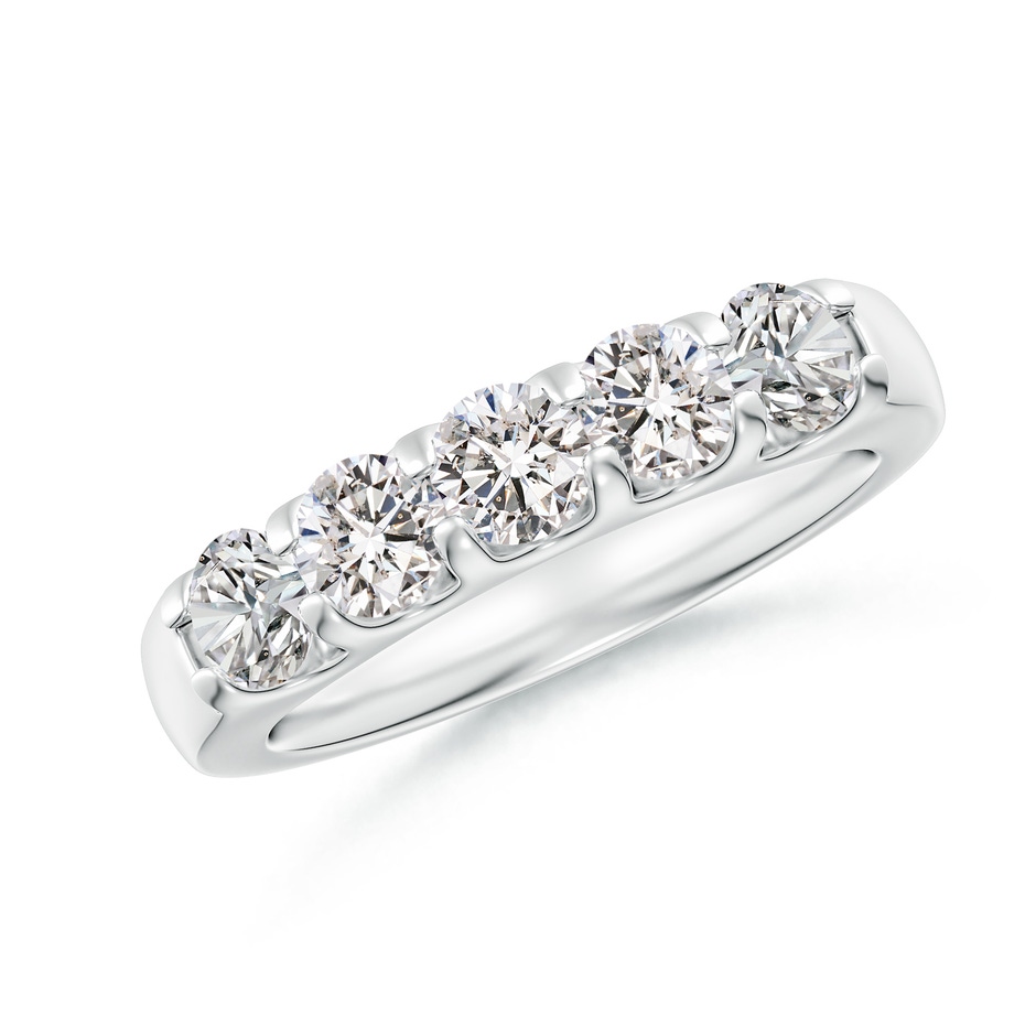 4.2mm IJI1I2 Shared Prong Set Half Eternity Diamond Wedding Band in White Gold 