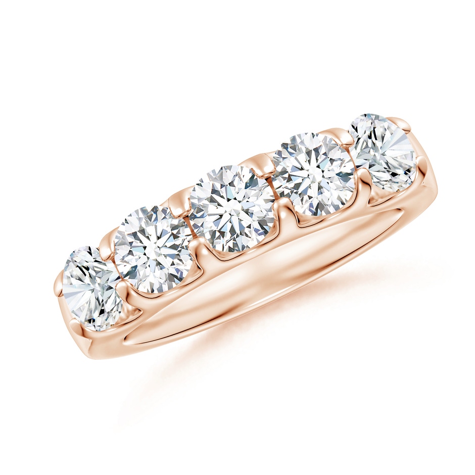 4.8mm GVS2 Shared Prong Set Half Eternity Diamond Wedding Band in Rose Gold 
