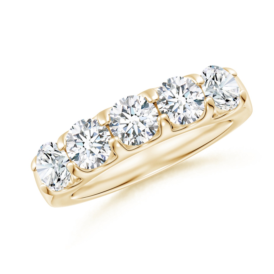 4.8mm GVS2 Shared Prong Set Half Eternity Diamond Wedding Band in Yellow Gold 