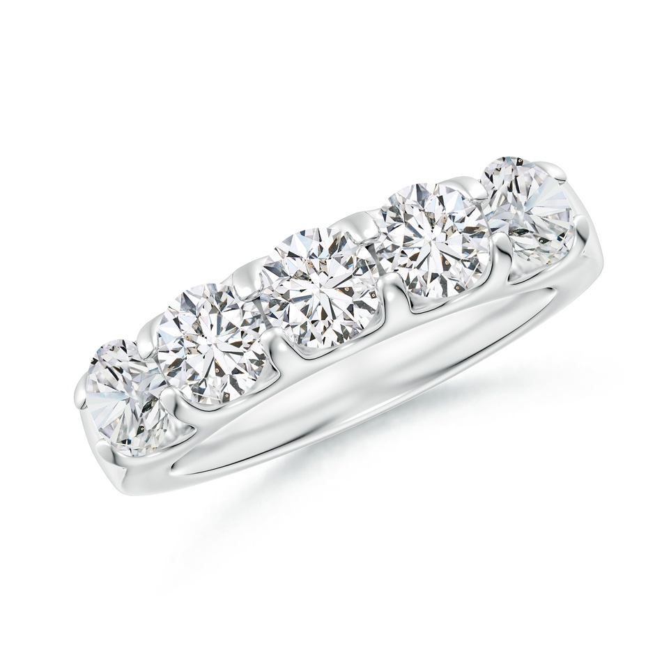 4.8mm HSI2 Shared Prong Set Half Eternity Diamond Wedding Band in P950 Platinum 