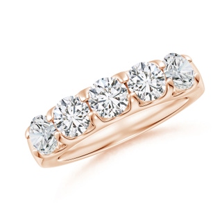4.8mm HSI2 Shared Prong Set Half Eternity Diamond Wedding Band in Rose Gold