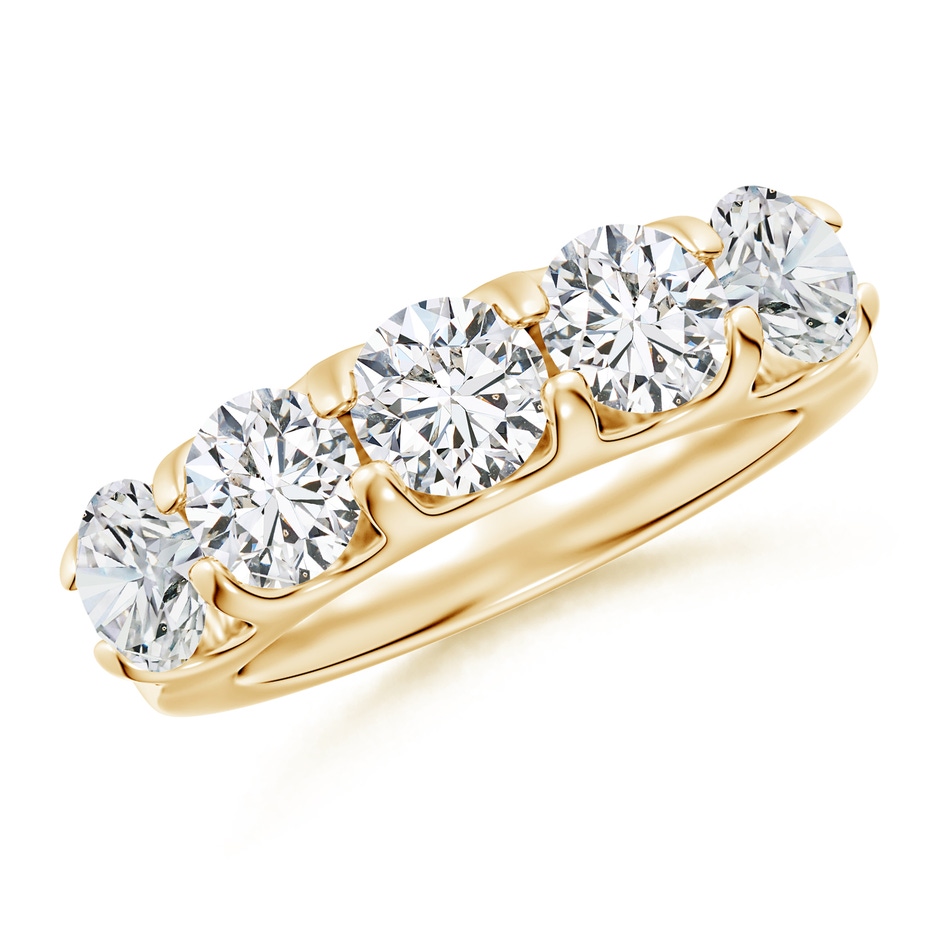 5.4mm HSI2 Shared Prong Set Half Eternity Diamond Wedding Band in Yellow Gold 