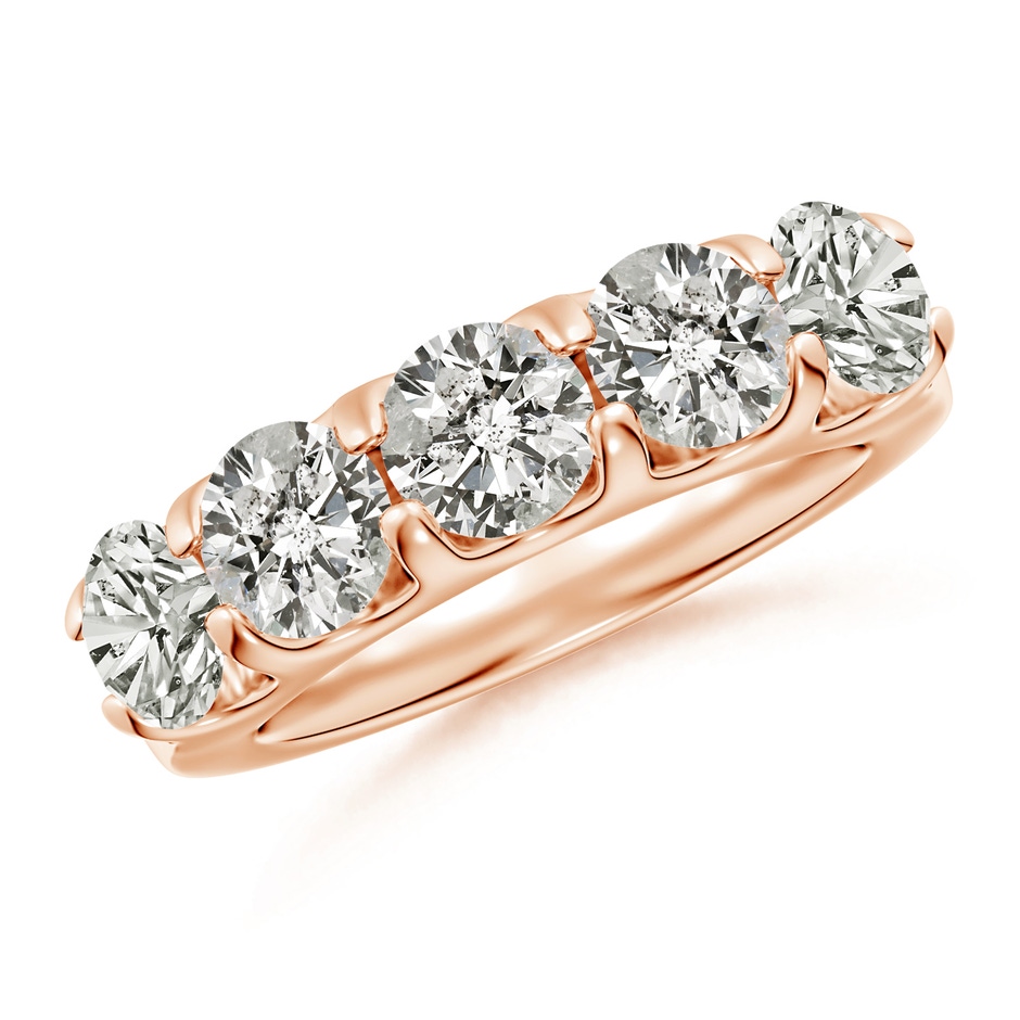 5.4mm KI3 Shared Prong Set Half Eternity Diamond Wedding Band in Rose Gold 