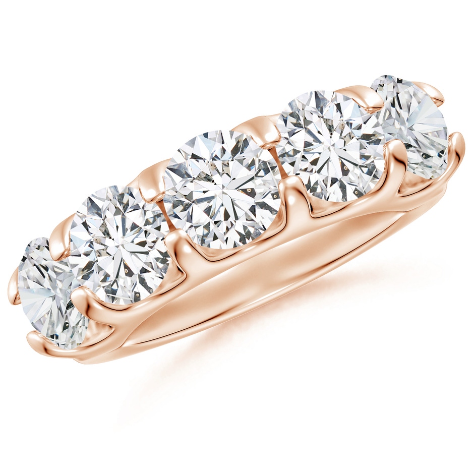 6.4mm HSI2 Shared Prong Set Half Eternity Diamond Wedding Band in Rose Gold 