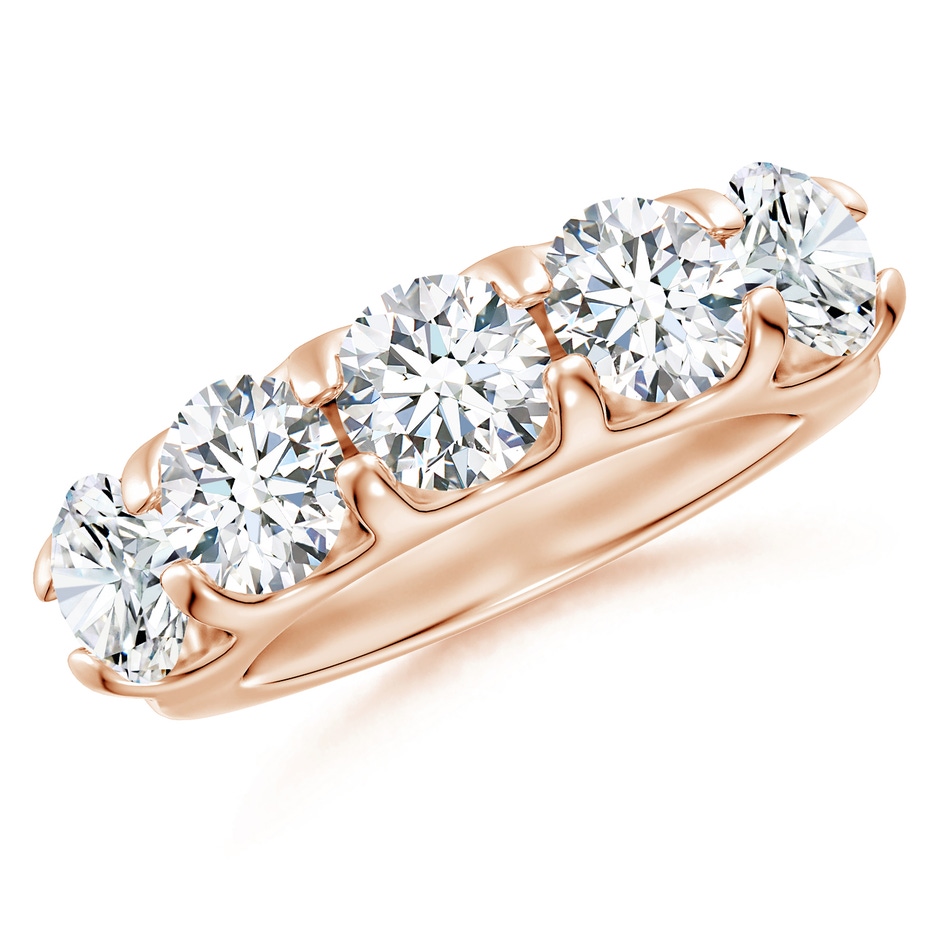 6mm GVS2 Shared Prong Set Half Eternity Diamond Wedding Band in Rose Gold 