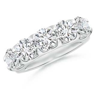 6mm HSI2 Shared Prong Set Half Eternity Diamond Wedding Band in P950 Platinum