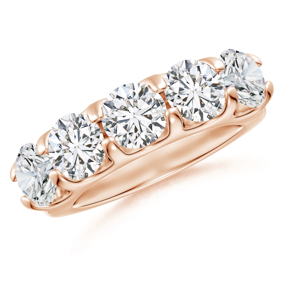 6mm HSI2 Shared Prong Set Half Eternity Diamond Wedding Band in Rose Gold 