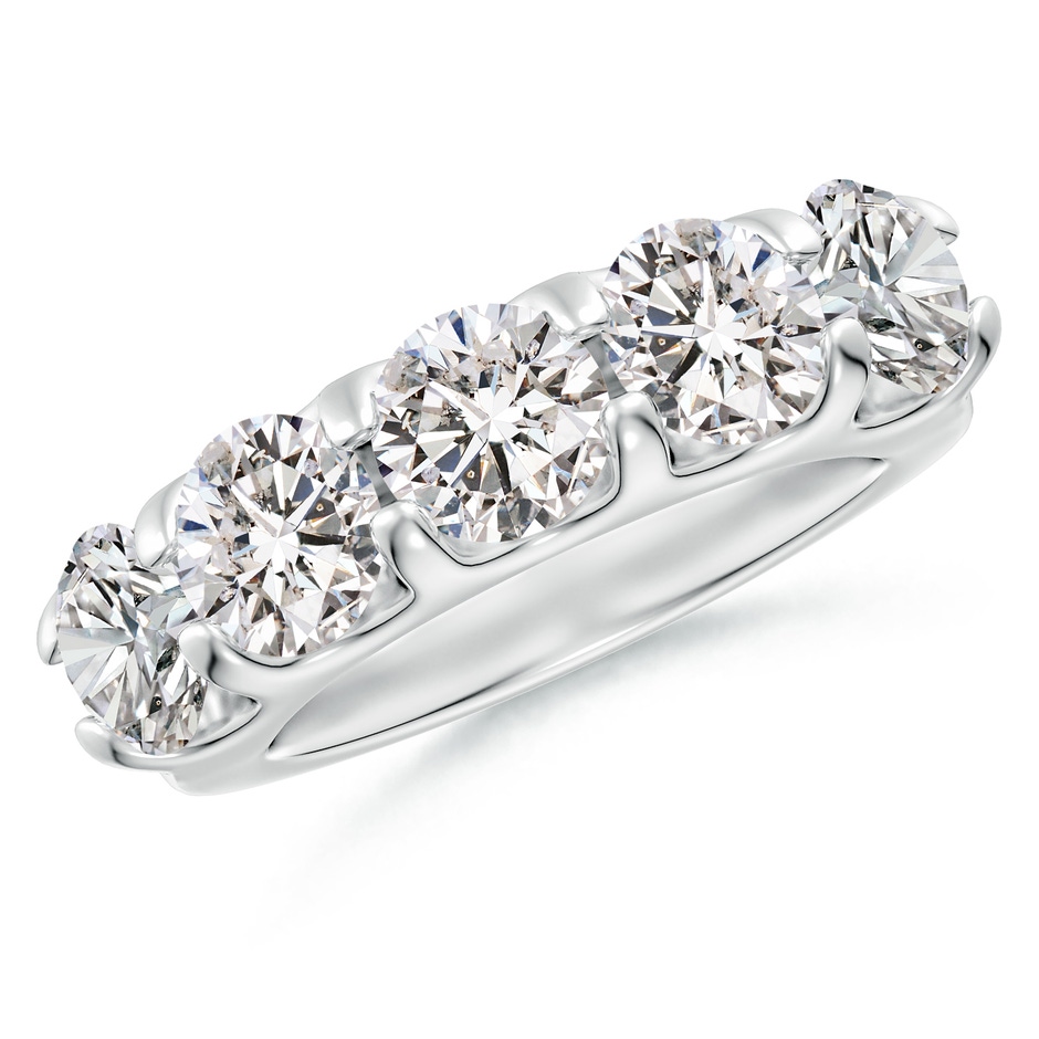 6mm IJI1I2 Shared Prong Set Half Eternity Diamond Wedding Band in P950 Platinum 