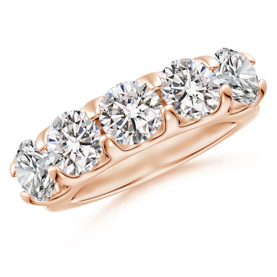 6mm IJI1I2 Shared Prong Set Half Eternity Diamond Wedding Band in Rose Gold 