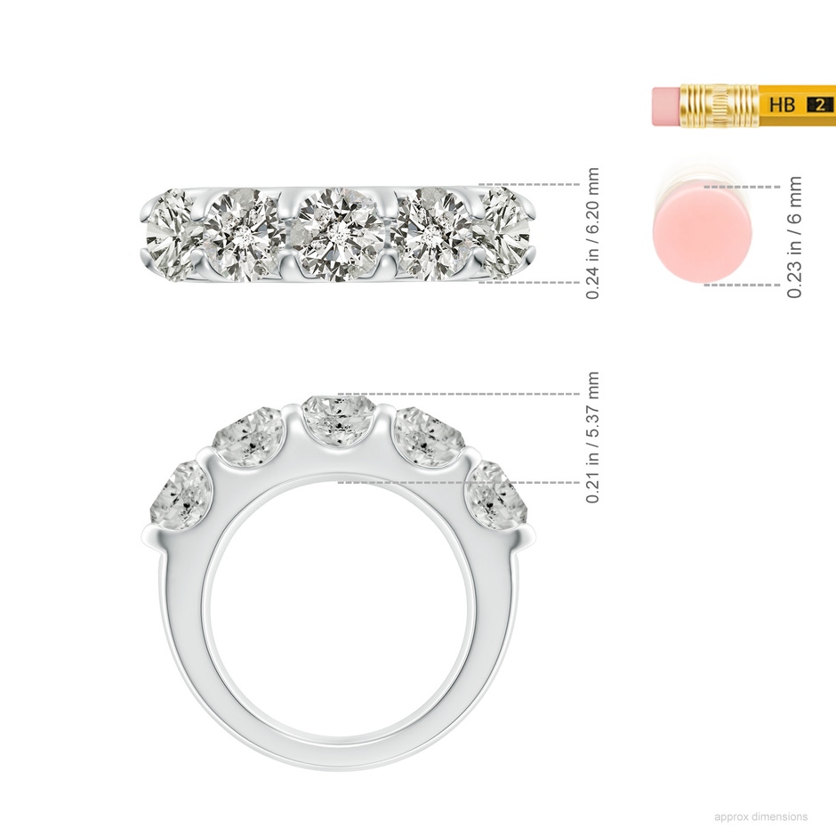 6mm KI3 Shared Prong Set Half Eternity Diamond Wedding Band in P950 Platinum ruler