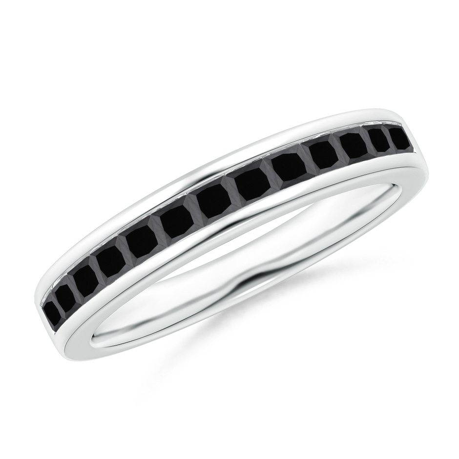 2mm AA Channel Set Princess Black Diamond Half Eternity Band in White Gold 