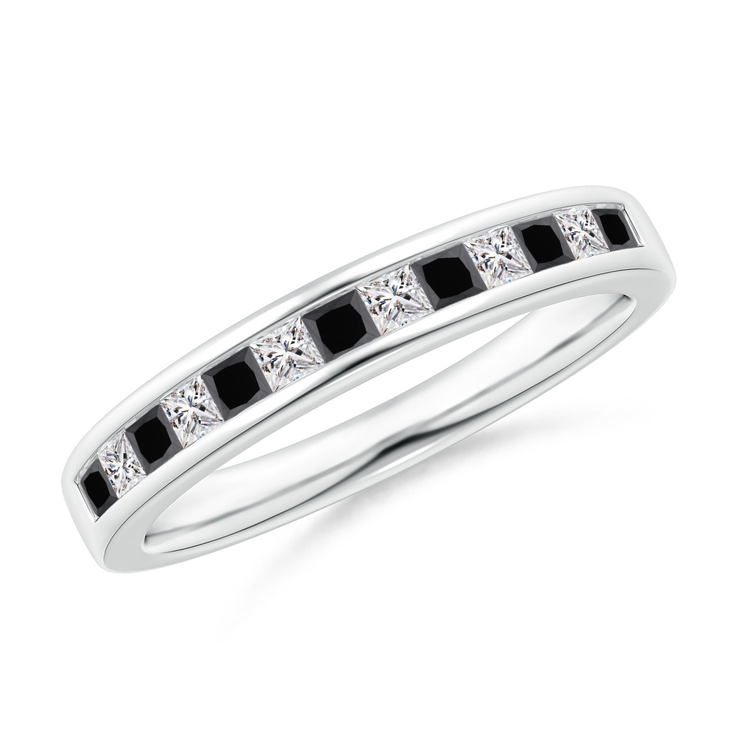 1.8mm AA Princess-Cut White & Black Diamond Half Eternity Band in P950 Platinum