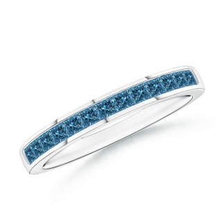 1.8mm AAA Channel Set Princess Blue Diamond Half Eternity Band in 9K White Gold