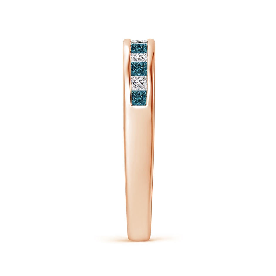 1.8mm AA Princess-Cut White & Blue Diamond Half Eternity Band in Rose Gold side-2