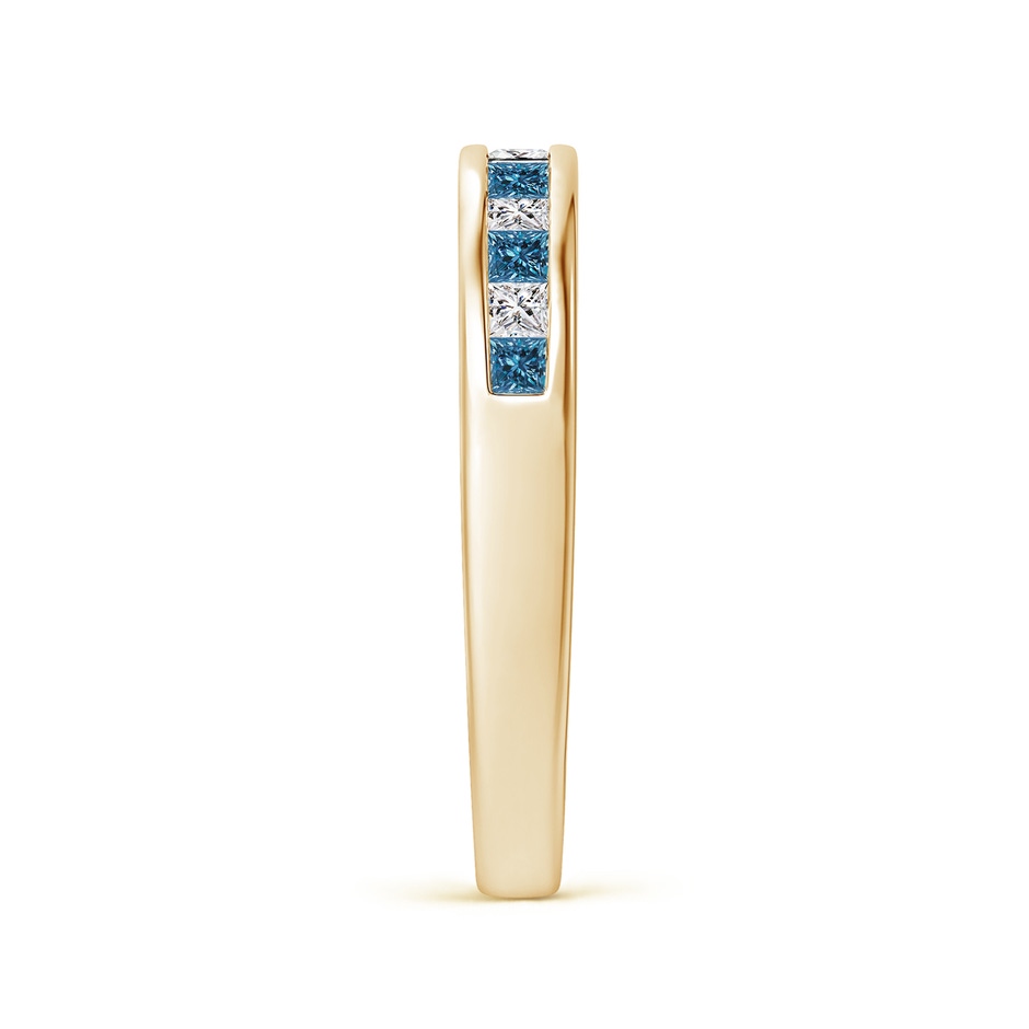 1.8mm AAA Princess-Cut White & Blue Diamond Half Eternity Band in Yellow Gold side-2