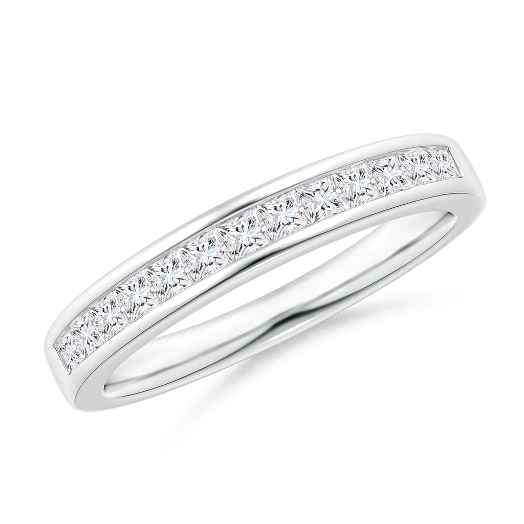 1.8mm GVS2 Channel Set Princess Diamond Half Eternity Wedding Band in White Gold