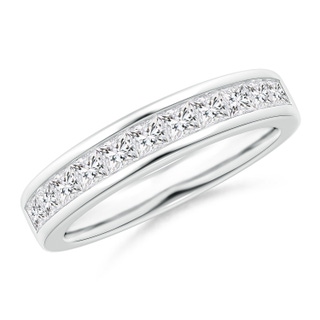 2.4mm HSI2 Channel Set Princess Diamond Half Eternity Wedding Band in White Gold