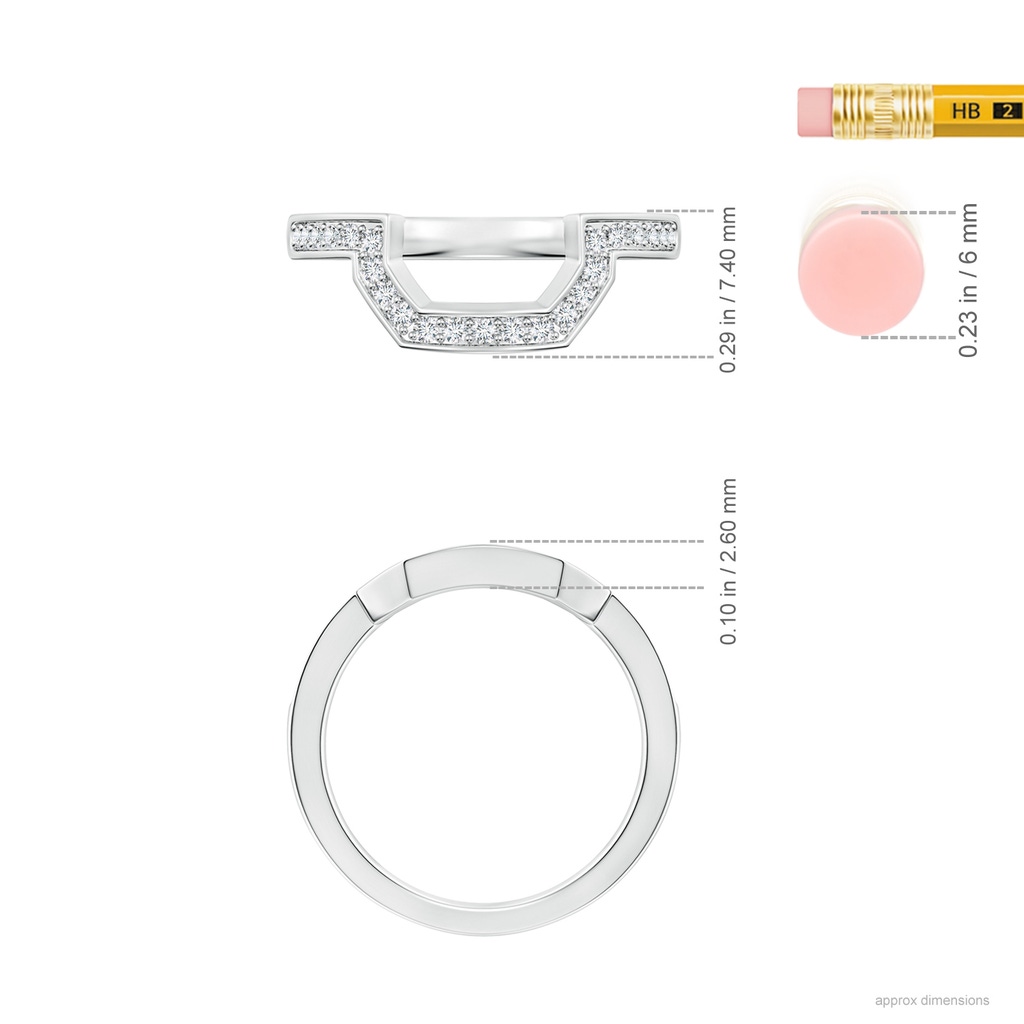 1.3mm GHVS Pavé-Set Diamond Contoured Women's Wedding Band in White Gold Ruler