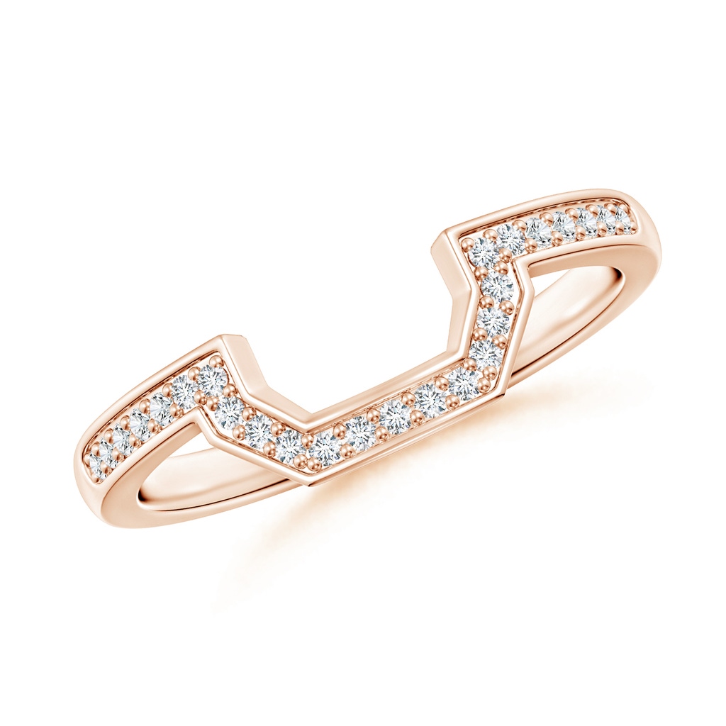 1mm GHVS Pavé-Set Diamond Contoured Women's Wedding Band in Rose Gold