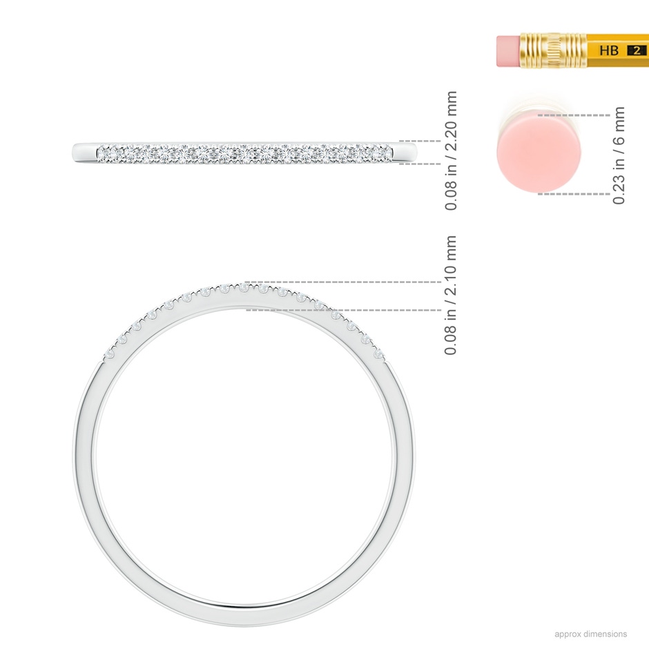 1.1mm GVS2 Fishtail Set Diamond Semi Eternity Wedding Band for Her in P950 Platinum ruler
